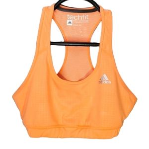 Adidas Techfit Climacool Medium Compression Orange Sports Bra, Size Small